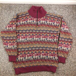 Vintage Artesanias Inka Sweater Baby Alpaca Peruvian Cardigan Full Zip Mens L